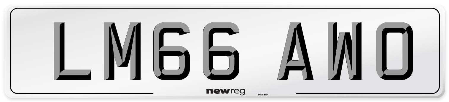 LM66 AWO Number Plate from New Reg